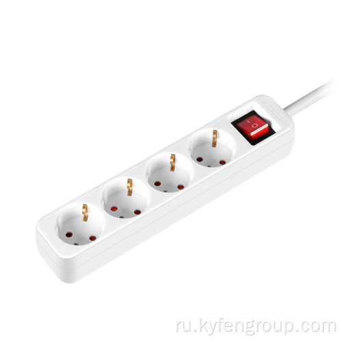 4-Outlets Germany Power Strip с выключателем света